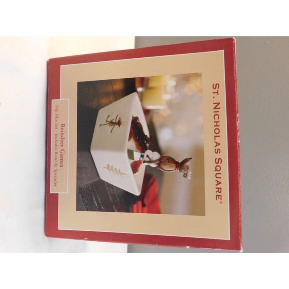 St. Nicholas Square "Reindeer Games" Dip Mix Bowl & Spreader New In Box. - Picture 9 of 10